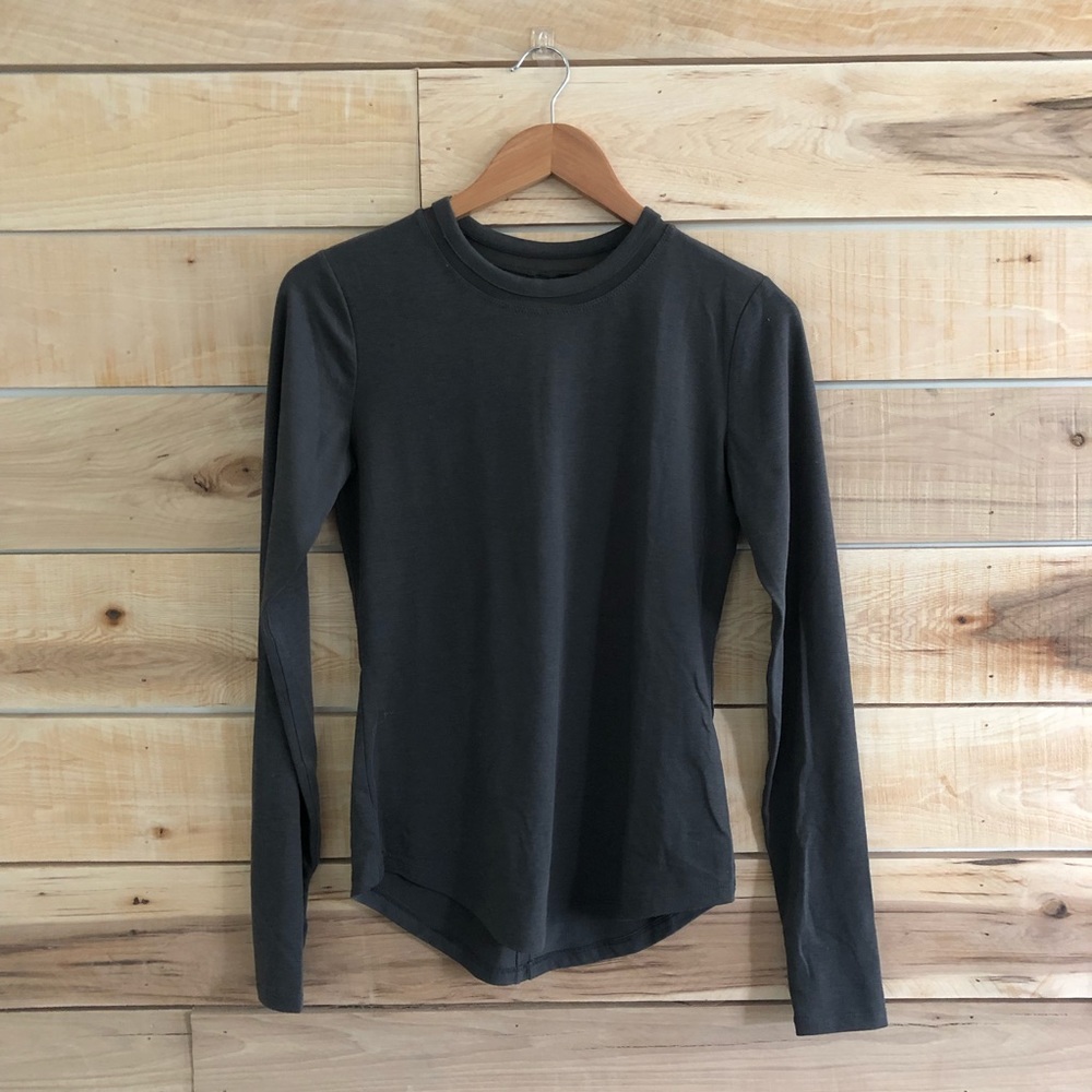 Athleta Grey Long Sleeve Top with Mesh Details